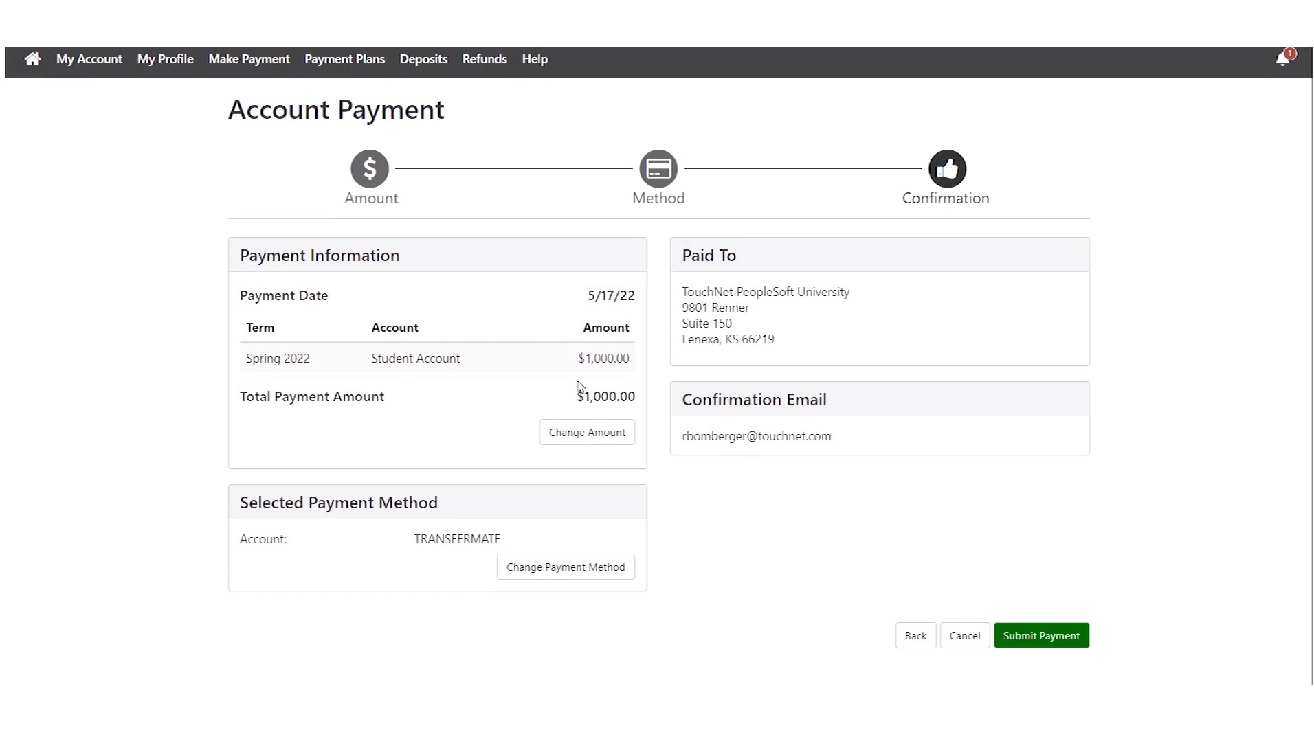 Confirm Payment Details