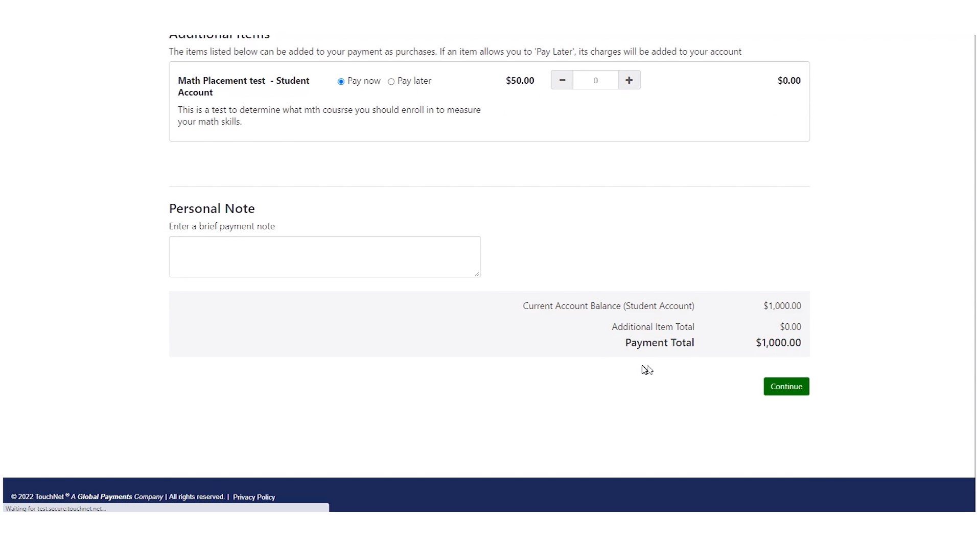 TransferMate Student Account Center Make Payment