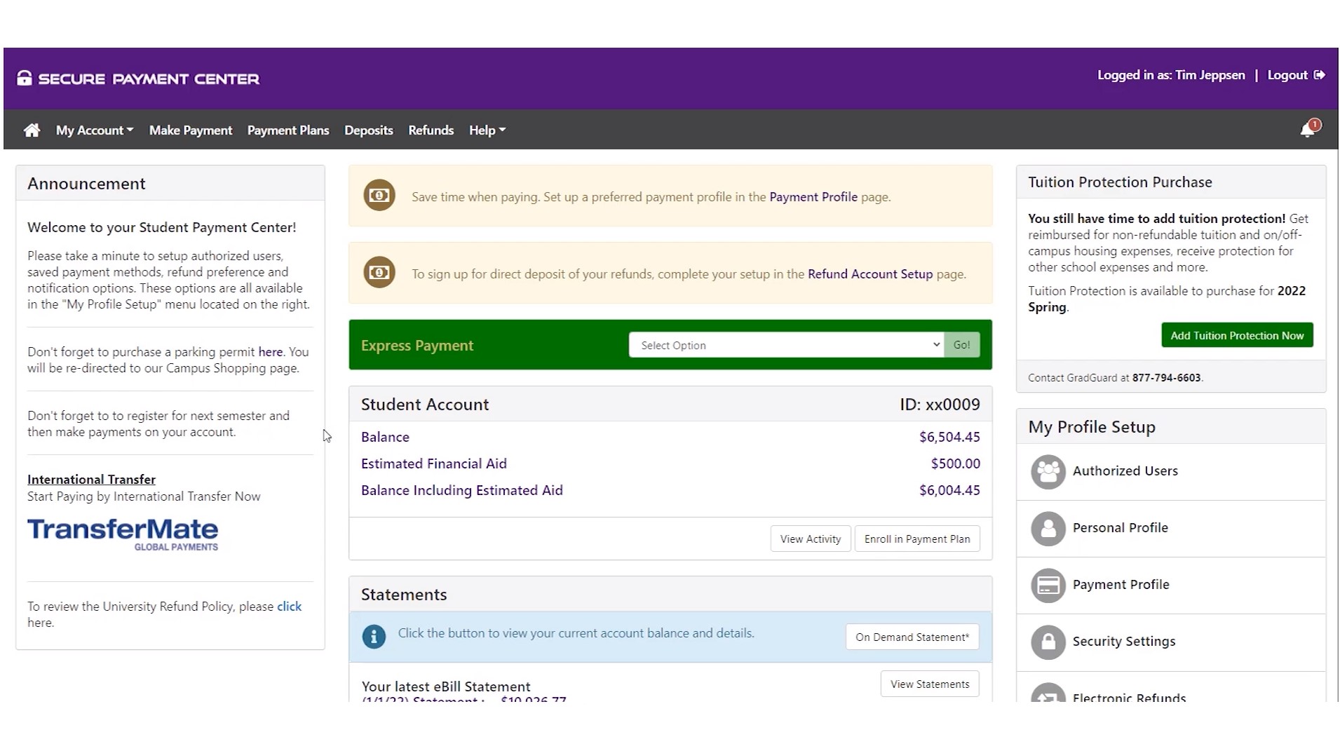 Open Your TransferMate Student Account