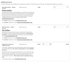 phot of dining and onecard purchase options