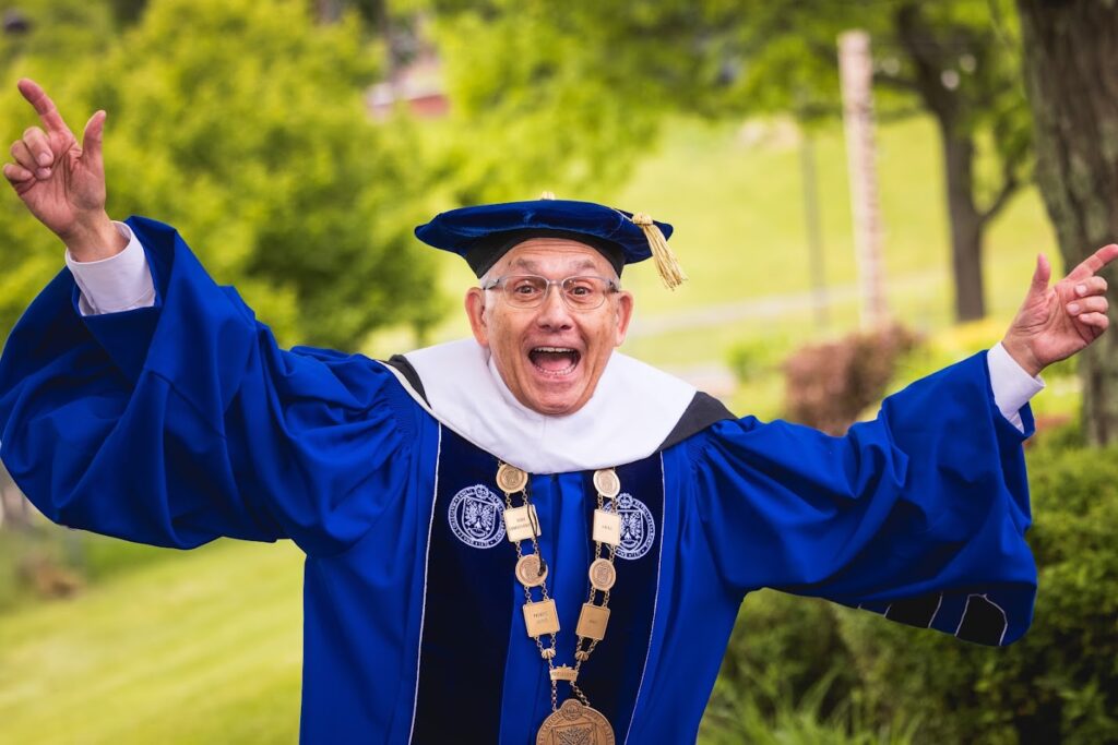 Dr. Cornacchia celebrating at 2024 commencement