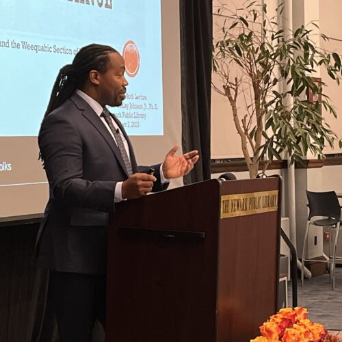 photo of Dr. John Johnson delivering 2023 Philip Roth Lecture