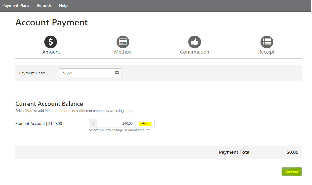 Student Account PAYMENT CENTER