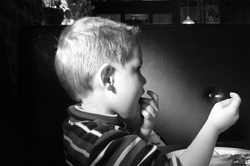 black and white filtered child